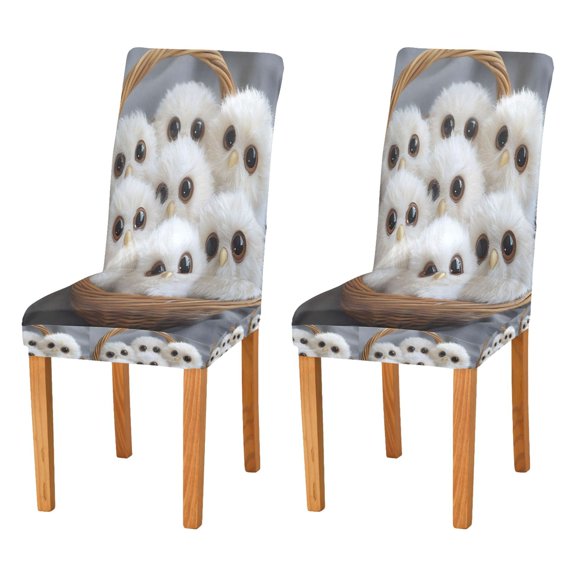 BZSMCE Chairs Slipcovers Dining Chair Covers Adorable Fluffy Owl Family Creative Pattern