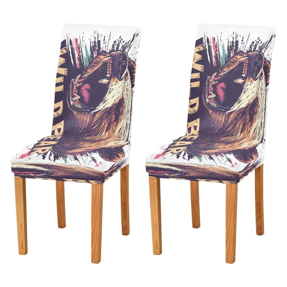 BZSMCE Chairs Slipcovers Dining Chair Covers Brown Wild Bear Creative Pattern