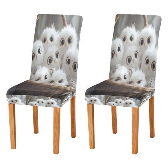 BZSMCE Chairs Slipcovers Dining Chair Covers Charming Owls Snuggled in A Basket Creative Pattern