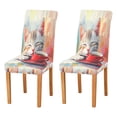 thumbnail image 1 of BZSMCE Chairs Slipcovers Dining Chair Covers Cozy Cat Coffee Time Creative Pattern, 1 of 7