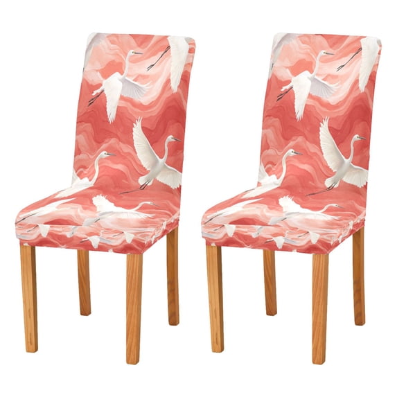 BZSMCE Chairs Slipcovers Dining Chair Covers Cranes in Coral Waves Creative Pattern