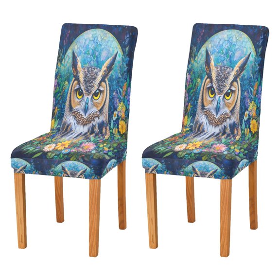 BZSMCE Chairs Slipcovers Dining Chair Covers Owl's Enchanted Garden Creative Pattern