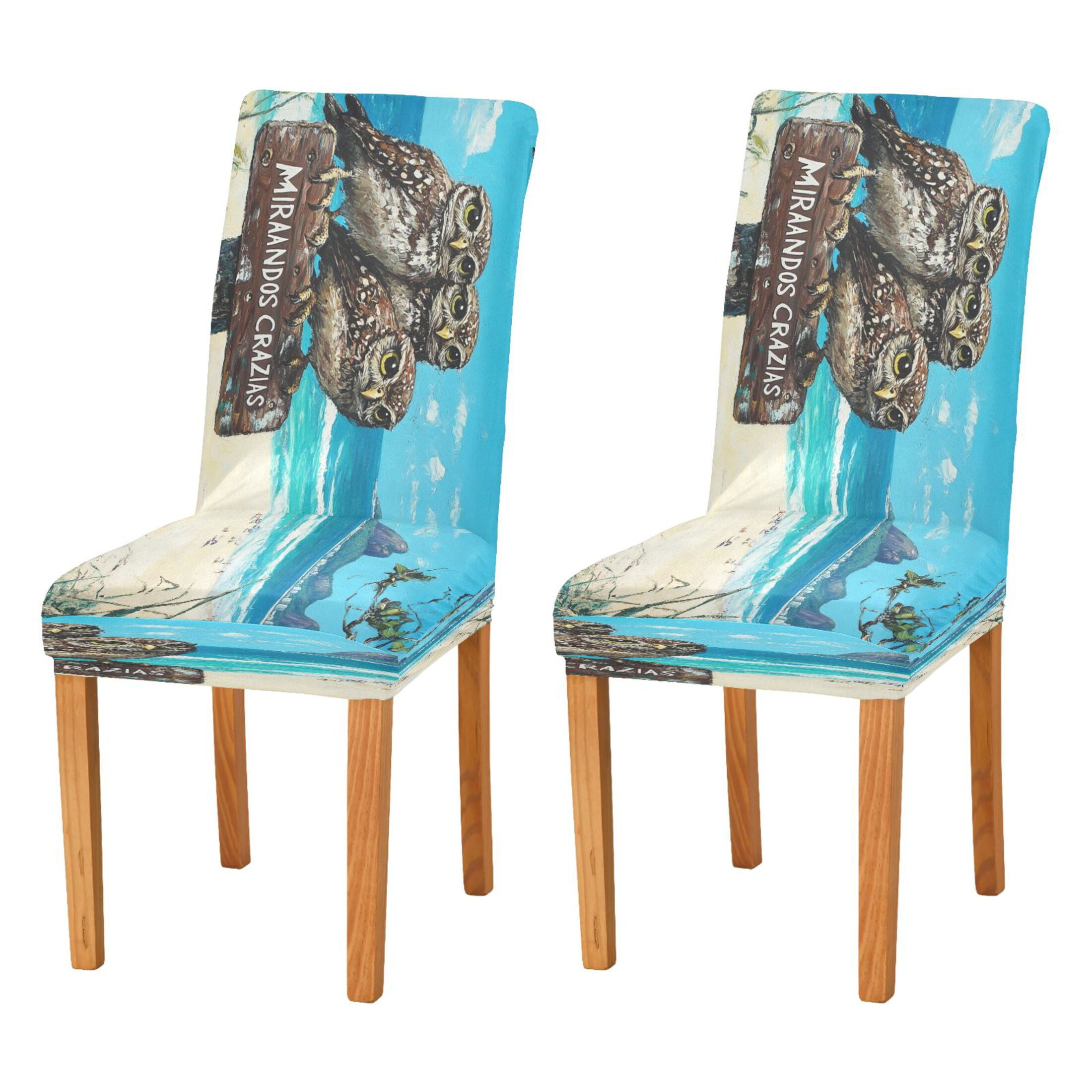 BZSMCE Chairs Slipcovers Dining Chair Covers Owls Stand on Signboard ...