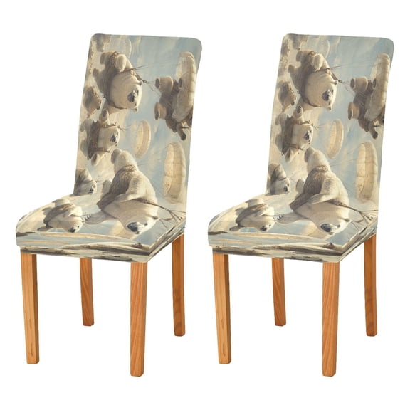 BZSMCE Chairs Slipcovers Dining Chair Covers Polar Bears Fly with Parachutes Painting Creative Pattern