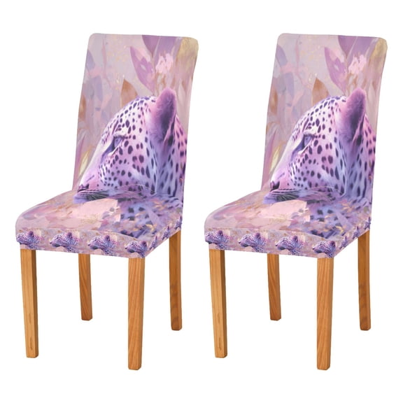 BZSMCE Chairs Slipcovers Dining Chair Covers Purple Leopard Charm Creative Pattern
