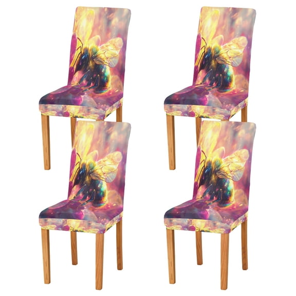 BZSMCE Chairs Slipcovers Dining Chair Covers Radiant Bee in Bloom Creative Pattern