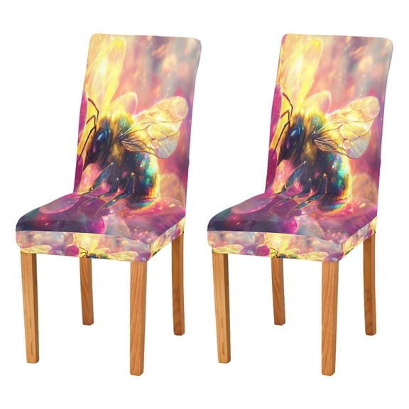 BZSMCE Chairs Slipcovers Dining Chair Covers Radiant Bee in Bloom Creative Pattern
