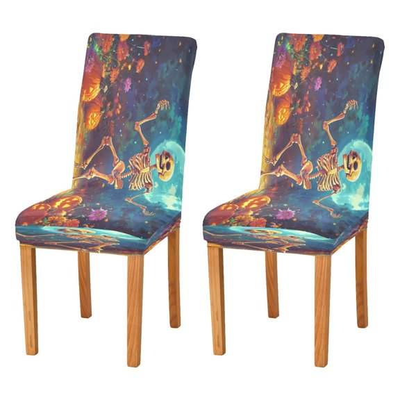BZSMCE Chairs Slipcovers Dining Chair Covers Skeleton Dancer Creative Pattern