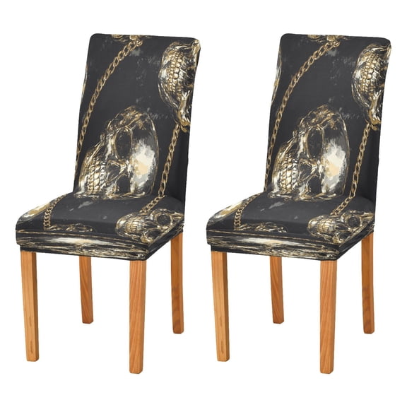 BZSMCE Chairs Slipcovers Dining Chair Covers Skeletons Wearing Gold Creative Pattern