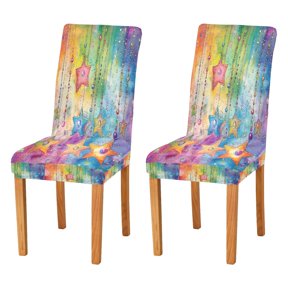 BZSMCE Chairs Slipcovers Dining Chair Covers Twinkling Starry Spectrum Creative Pattern
