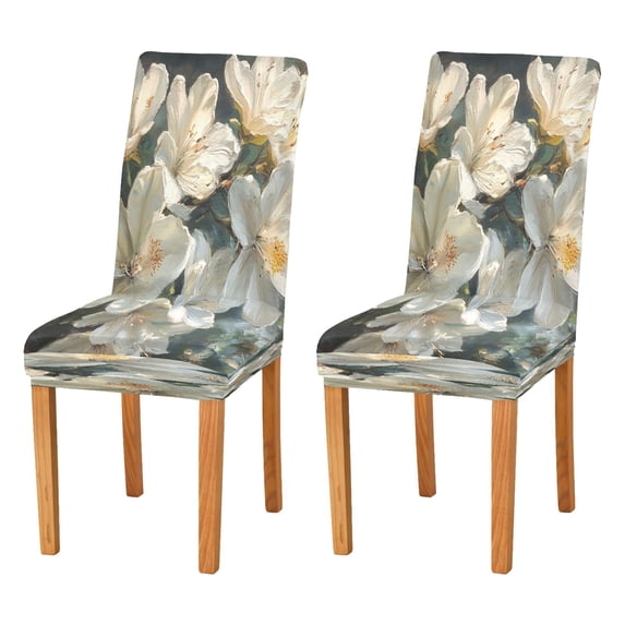 BZSMCE Chairs Slipcovers Dining Chair Covers White Flowers Blooming Creative Pattern
