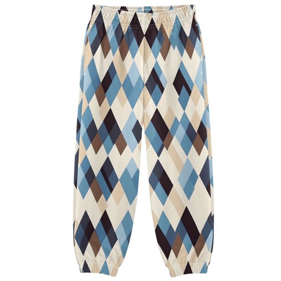 BZSMCE Checked Pattern (5) Print Elastic Waist Jogger Pants Lightweight Wind Resistant Casual Athletic Trousers with Cuffed Ankles & Side Pockets