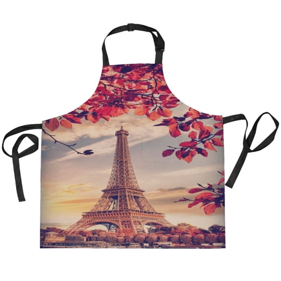 BZSMCE Chef Kitchen Apron 2 Pockets In Autumn Arches Of Paris Printed