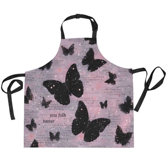 BZSMCE Chef Kitchen Apron 2 Pockets In Blush Butterflies Printed