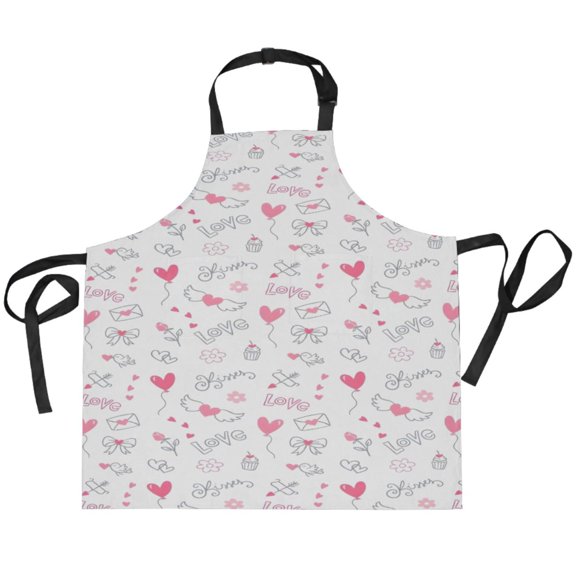 BZSMCE Chef Kitchen Apron 2 Pockets In Blush Heart Petal Printed