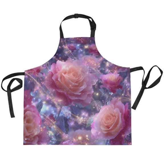BZSMCE Chef Kitchen Apron 2 Pockets In Blush Rose Luminance Printed