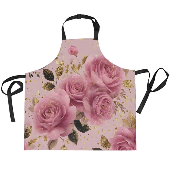 BZSMCE Chef Kitchen Apron 2 Pockets In Blush Rose Printed