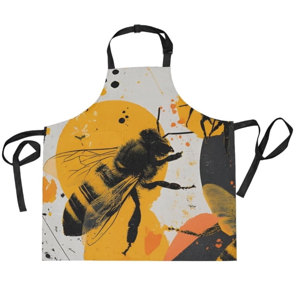BZSMCE Chef Kitchen Apron 2 Pockets In Bold Bees Printed