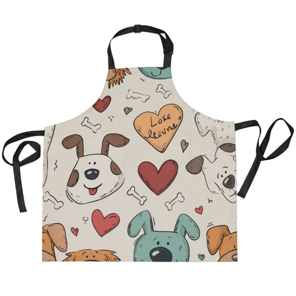 BZSMCE Chef Kitchen Apron 2 Pockets In Canine Carnival Printed