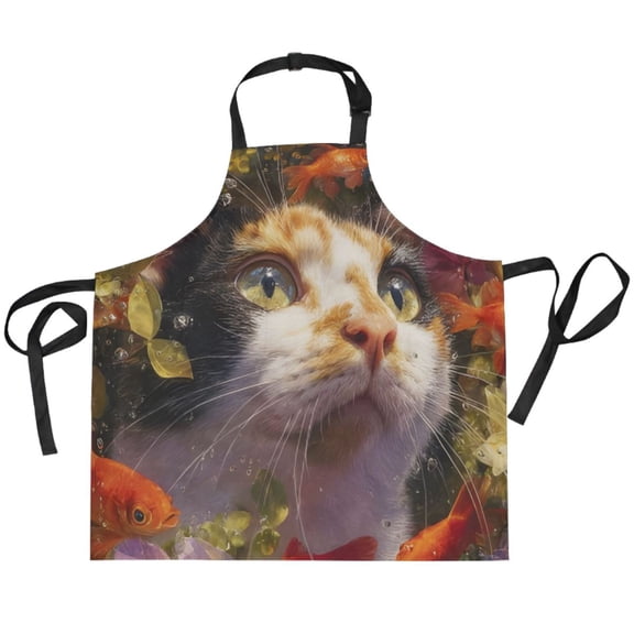 BZSMCE Chef Kitchen Apron 2 Pockets In Cat Floral Dream Printed