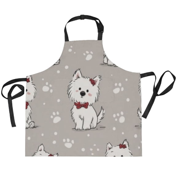BZSMCE Chef Kitchen Apron 2 Pockets In Center Westie and Pup Crew Printed