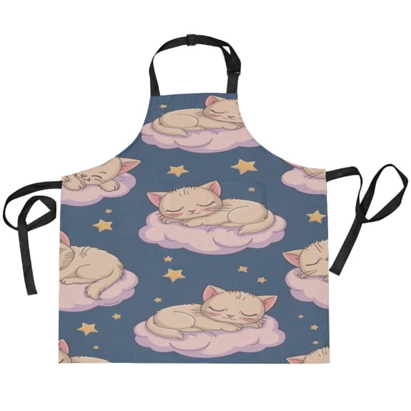 BZSMCE Chef Kitchen Apron 2 Pockets In Cloud Cat Nap Printed
