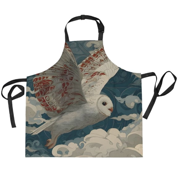 BZSMCE Chef Kitchen Apron 2 Pockets In Cloud-wing Owl Printed