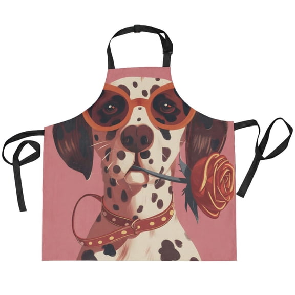 BZSMCE Chef Kitchen Apron 2 Pockets In Dalmatian Flower Printed