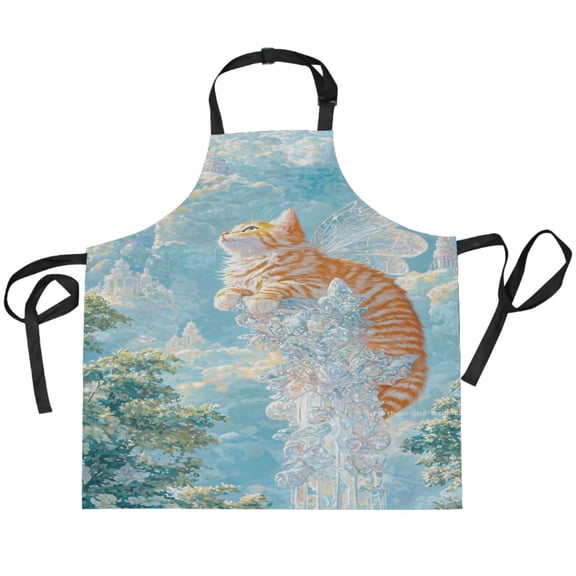 BZSMCE Chef Kitchen Apron 2 Pockets In Frostwood Tabby Winter Printed
