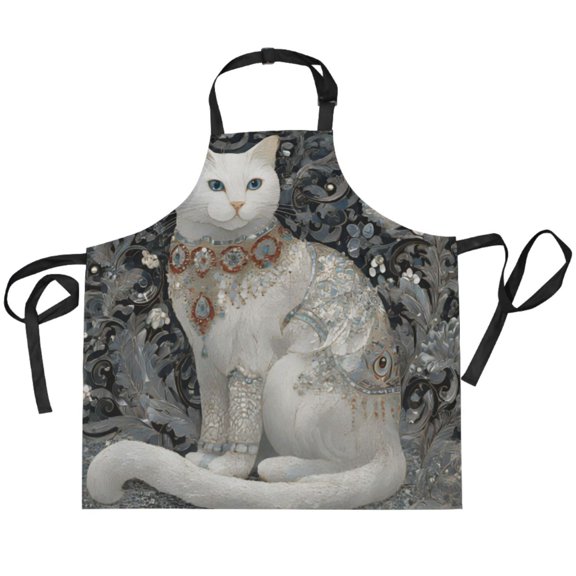 BZSMCE Chef Kitchen Apron 2 Pockets In Gothic Botanical Feline Printed