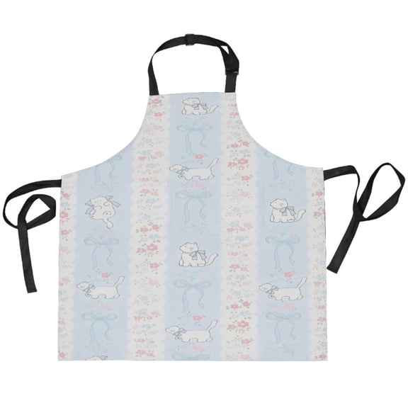 BZSMCE Chef Kitchen Apron 2 Pockets In Pale Stripe Critter Printed