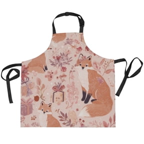 BZSMCE Chef Kitchen Apron 2 Pockets In Pastel Fox Woodland Tale Printed