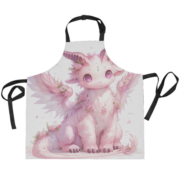 BZSMCE Chef Kitchen Apron 2 Pockets In Pastel Winged Dragon Printed