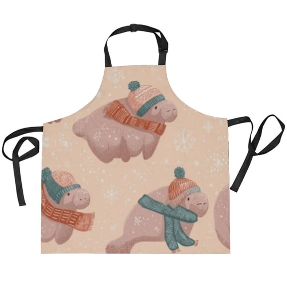 BZSMCE Chef Kitchen Apron 2 Pockets In Peach Cozy Mammoth Printed