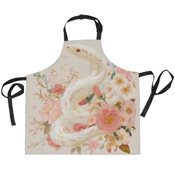 BZSMCE Chef Kitchen Apron 2 Pockets In Pink Serpent Printed