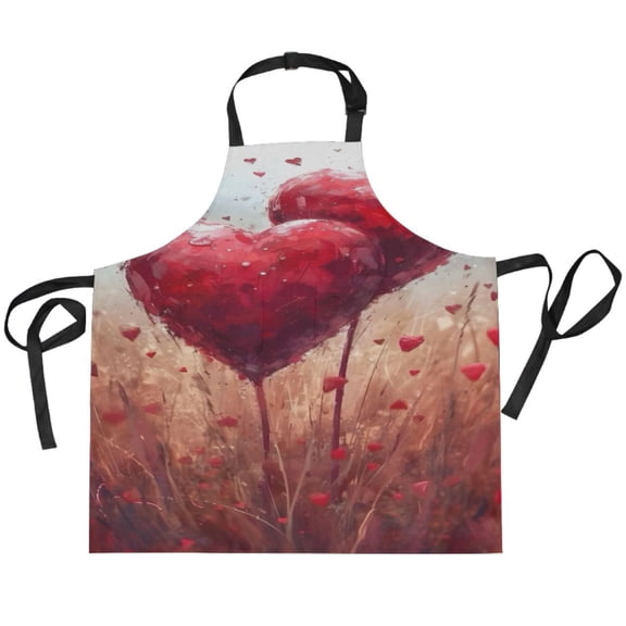 BZSMCE Chef Kitchen Apron 2 Pockets In Red Heart Balloons Printed