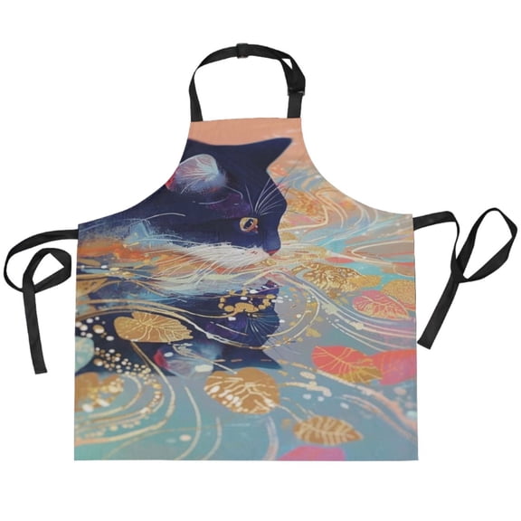 BZSMCE Chef Kitchen Apron 2 Pockets In River Cat Printed