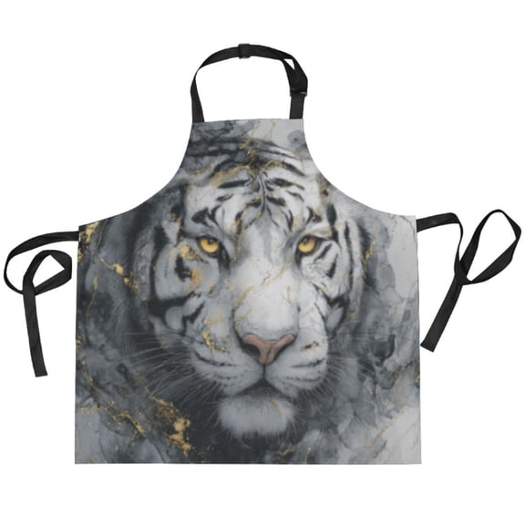 BZSMCE Chef Kitchen Apron 2 Pockets In Storm Tiger Printed