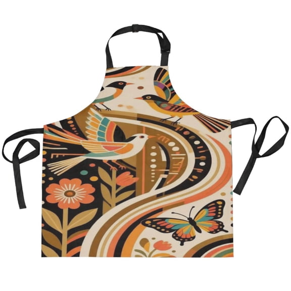 BZSMCE Chef Kitchen Apron 2 Pockets In Vibrant Birds Printed