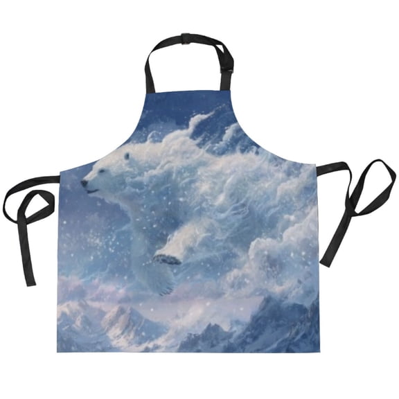 BZSMCE Chef Kitchen Apron 2 Pockets In Wave Polar Bear Printed