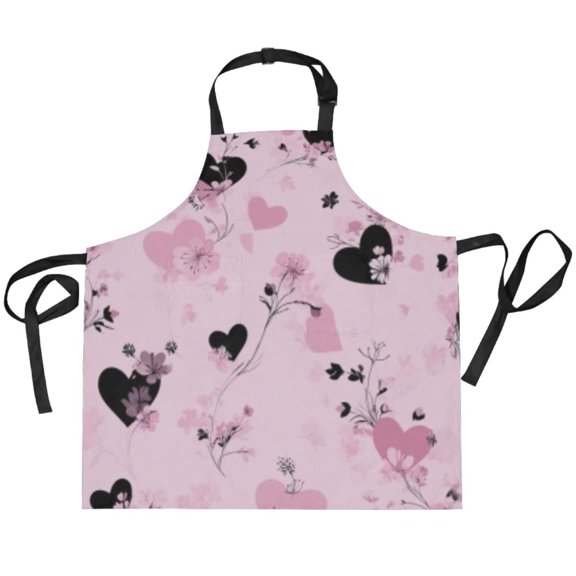 BZSMCE Chef Kitchen Apron 2 Pockets In Whimsical Heart Blossom Mosaic Printed