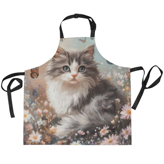 BZSMCE Chef Kitchen Apron 2 Pockets In Whiskers Of Wonder Printed