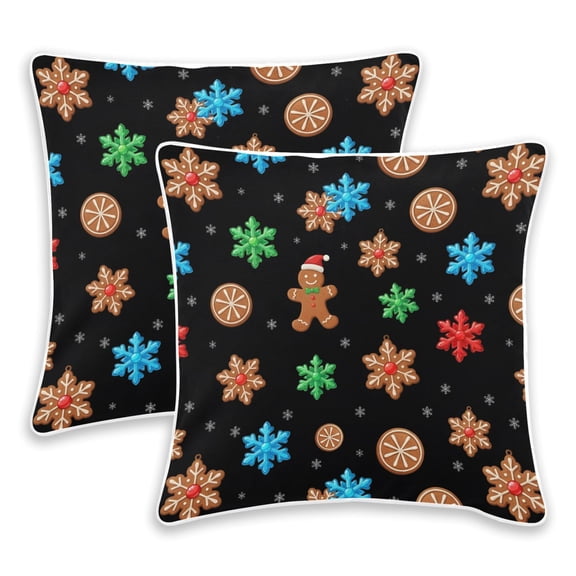 BZSMCE Christmas Cookie Pattern Throw Pillow Covers Set of 2 Decorative Pillow Cases Covers for Sofa Bed Living Room