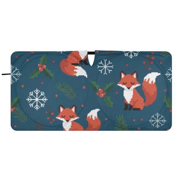 BZSMCE Christmas Fox Shade Foldable UV Protection for Car SUV Truck 59" x 30"/62" x 32"