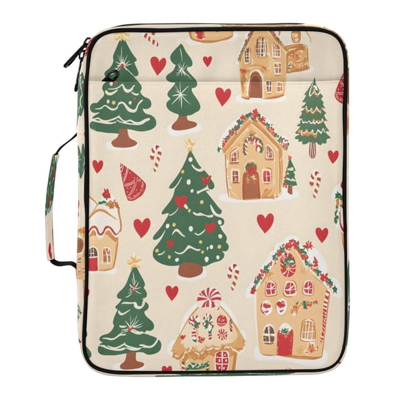 BZSMCE Christmas Gingerbread House Tree Pattern Pattern Water-Resistant Filing Folder Binder Organizer Keeper 1.2 Inch 3-Ring 7-Pocket Expanding File