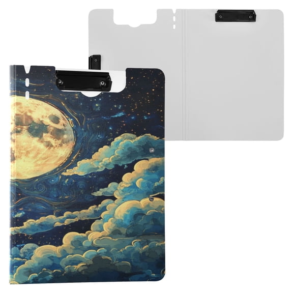 BZSMCE Clipboard Folder A4 Foldable Clipboards With Celestial Moonlit Dream Printed