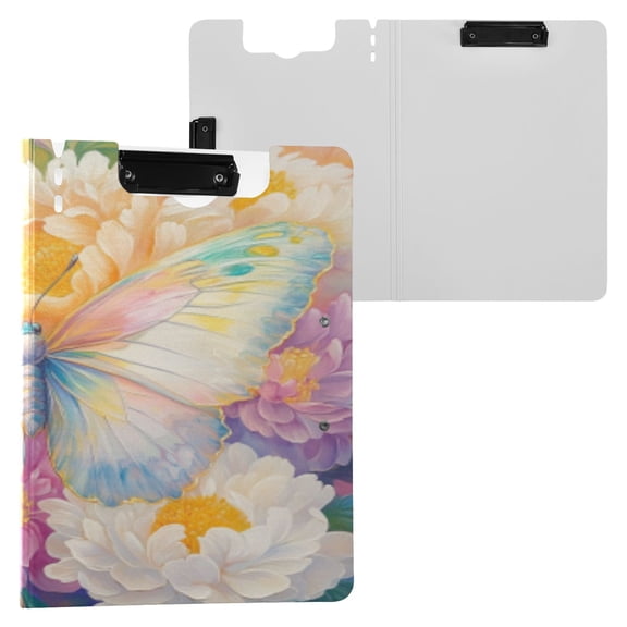 BZSMCE Clipboard Folder A4 Foldable Clipboards With Elegant Butterfly Among Peonies Printed
