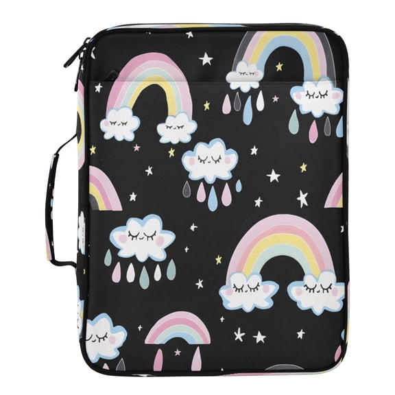 BZSMCE Cloud Rainbow Pattern Pattern Water-Resistant Filing Folder Binder Organizer Keeper 1.2 Inch 3-Ring 7-Pocket Expanding File