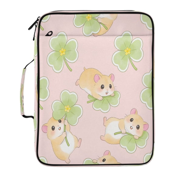 BZSMCE Clover Hamster Pattern Water-Resistant Filing Folder Binder Organizer Keeper 1.2 Inch 3-Ring 7-Pocket Expanding File