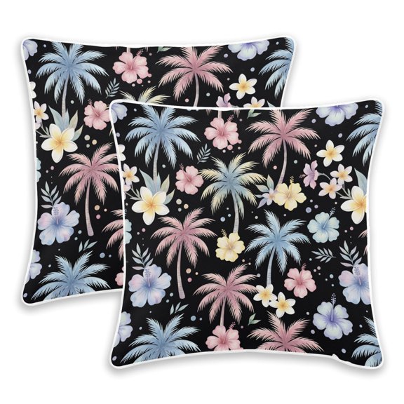 BZSMCE Coconut Tree Flower Pattern Throw Pillow Covers Set of 2 Decorative Pillow Cases Covers for Sofa Bed Living Room